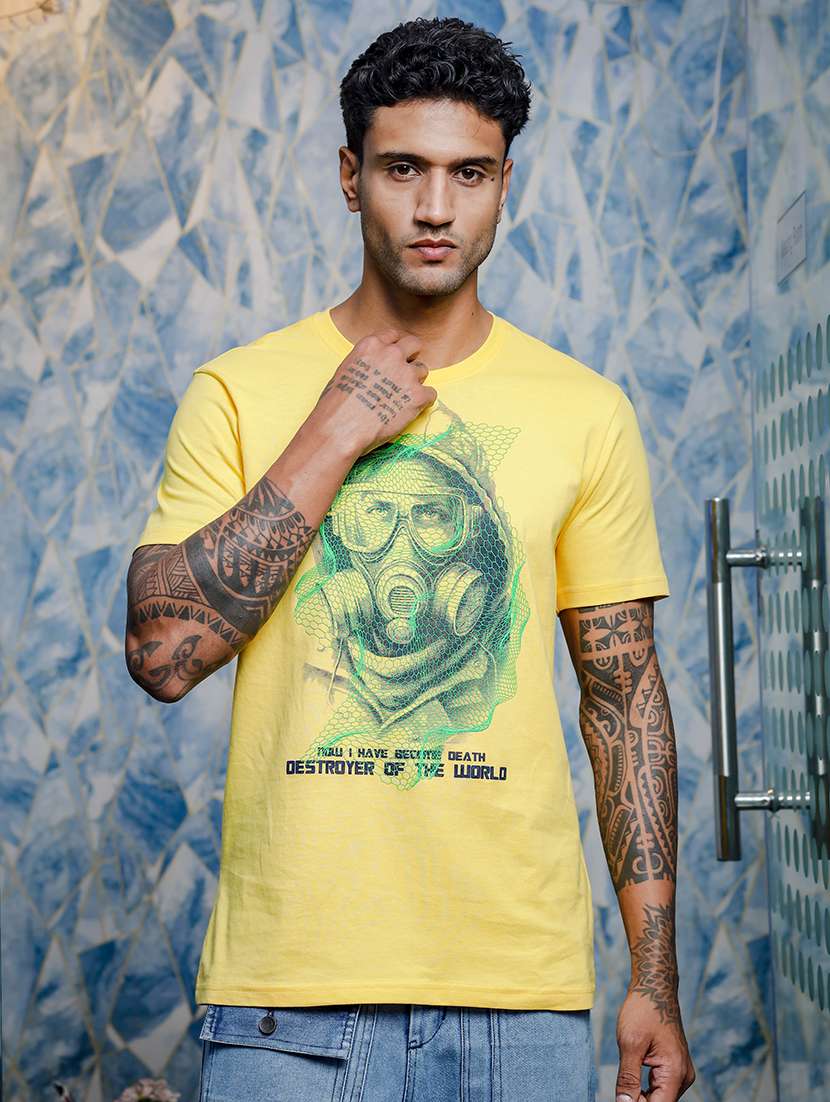 men front print short sleeve t-shirt