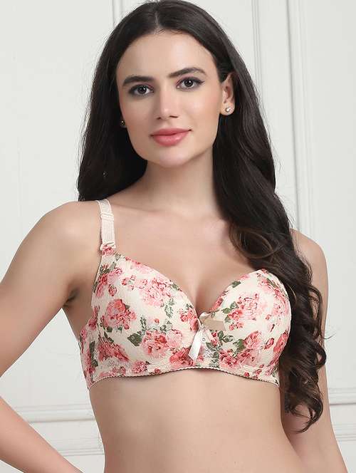 women floral print inder wired t-shirt bra