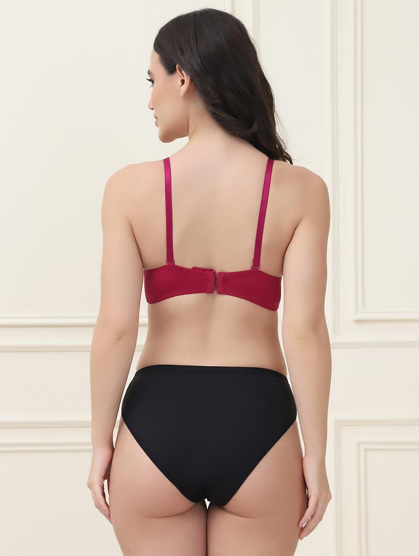 women solid bra and panty set - 21553003 - Standard Image - 3