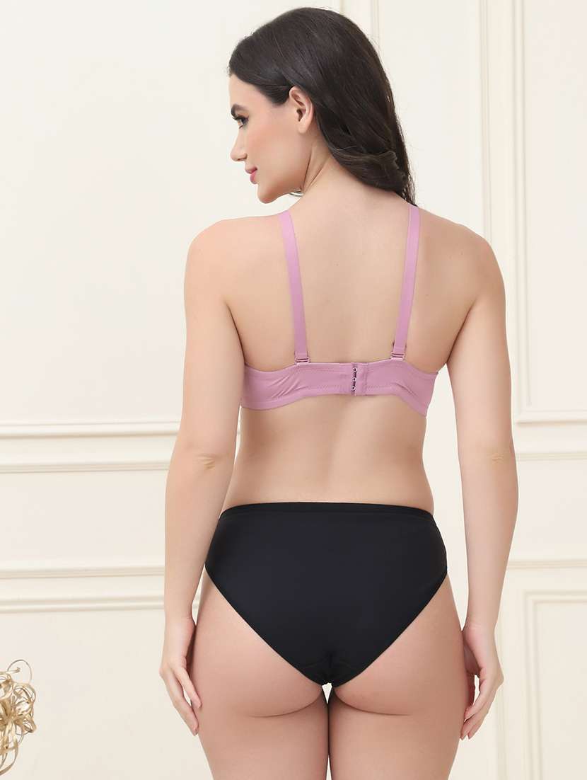 women solid bra and panty set - 21553007 - Standard Image - 3