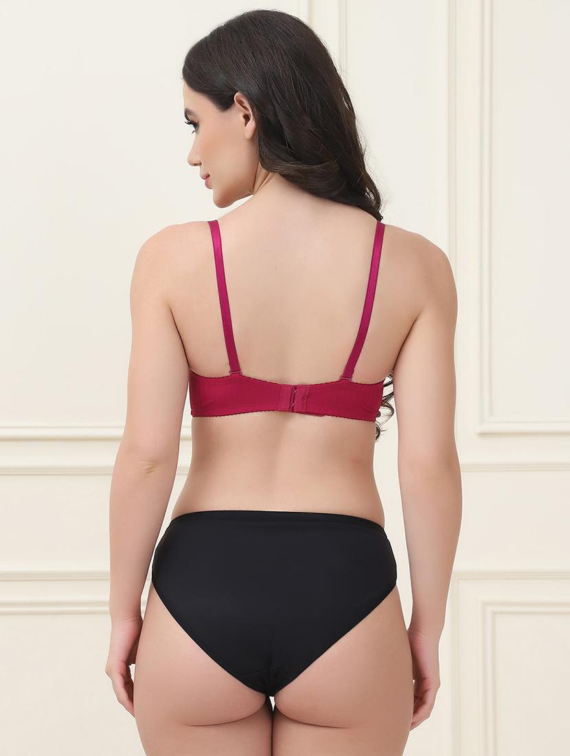 women solid bra and panty set - 21553016 - Standard Image - 3