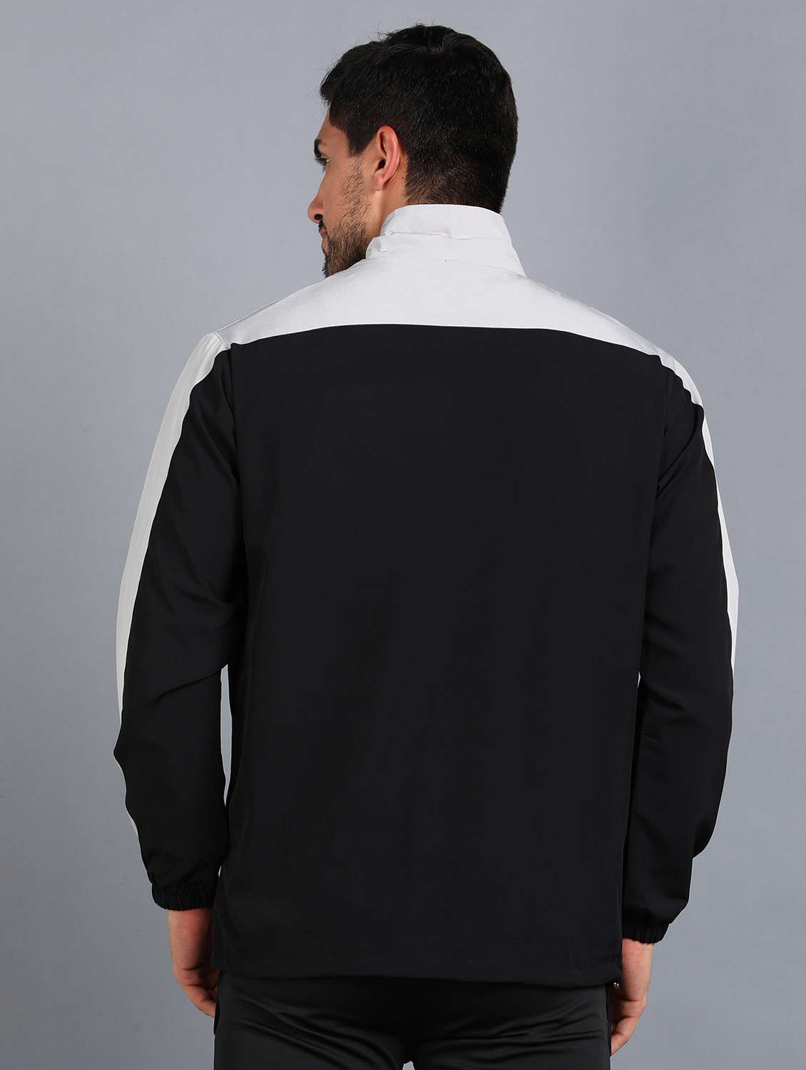 men color blocked stand collar biker jacket - 21553021 -  Standard Image - 3