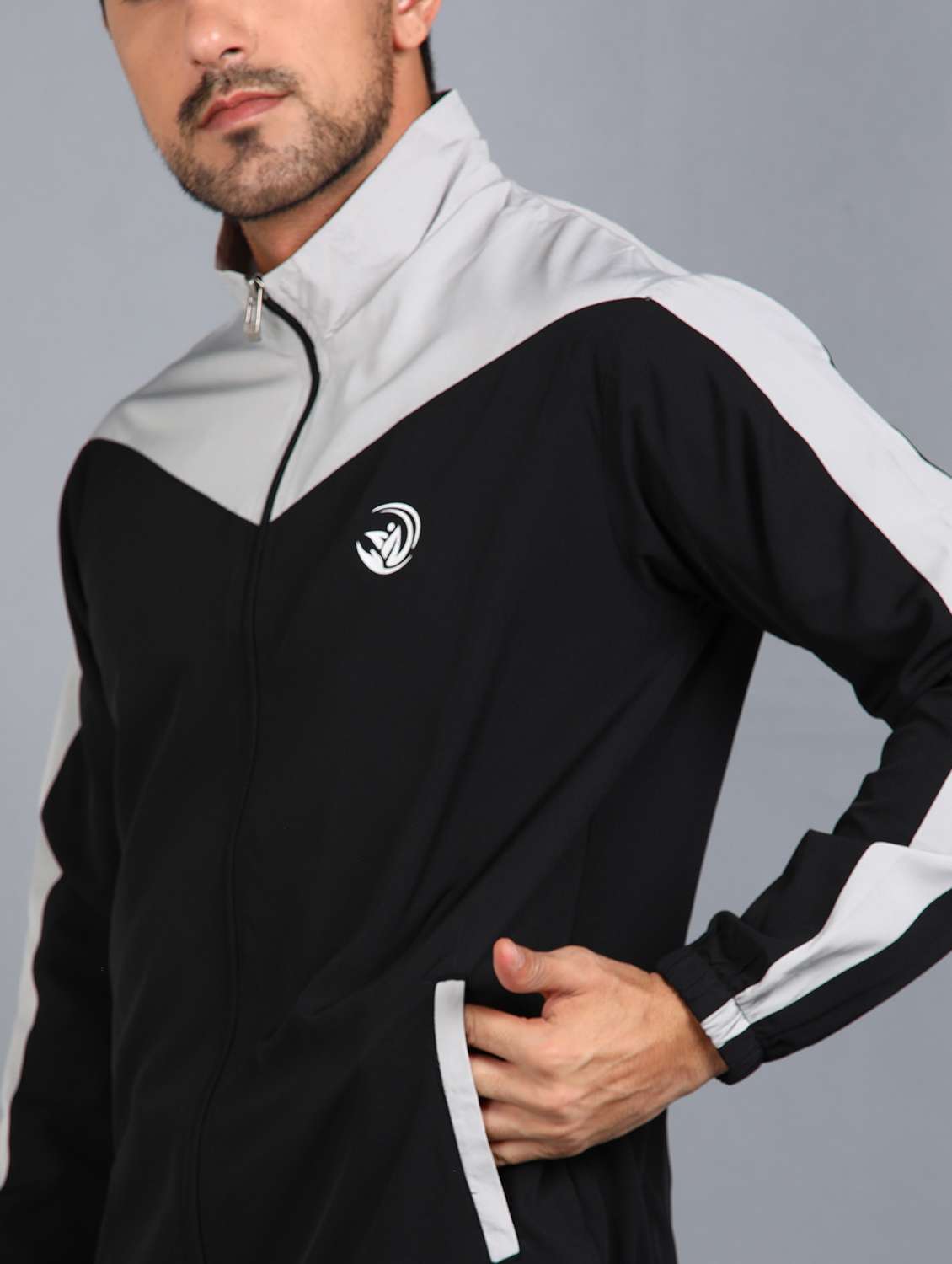 men color blocked stand collar biker jacket - 21553021 -  Standard Image - 5