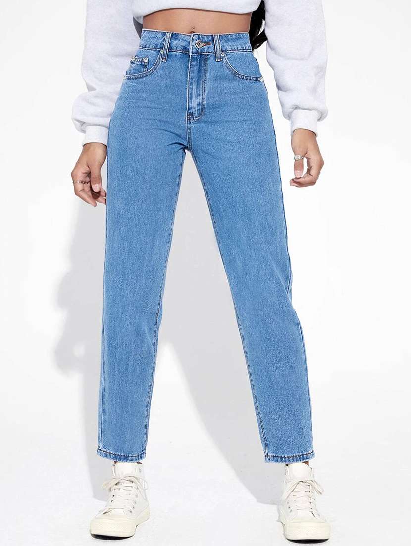 women solid mom fit jeans - 21553045 - Zoom Image - 0