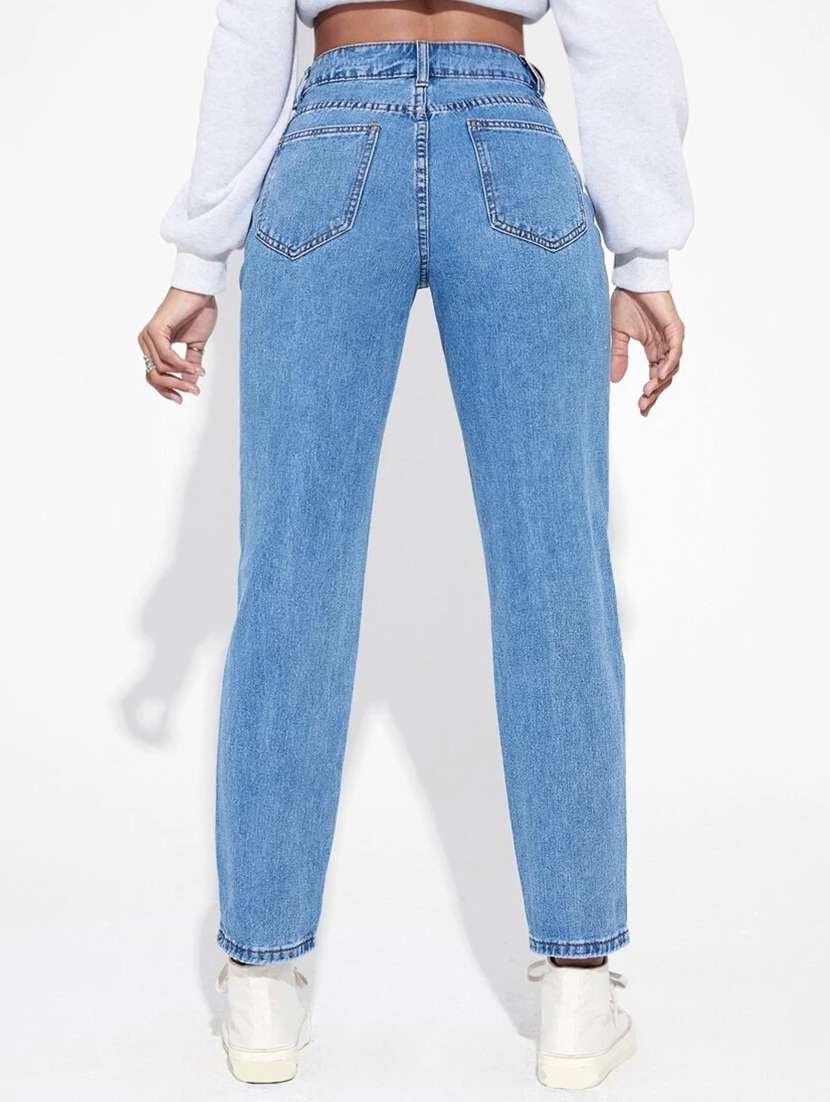 women solid mom fit jeans - 21553045 - Standard Image - 3