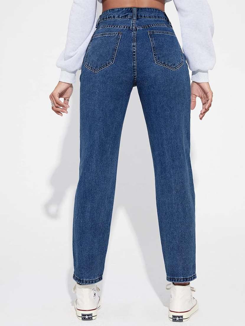 women solid mom fit jeans - 21553046 - Standard Image - 3