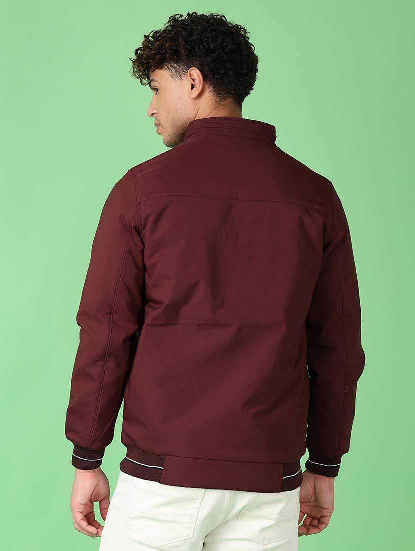 men maroon solid long sleeve casual jacket - 21553321 -  Standard Image - 3