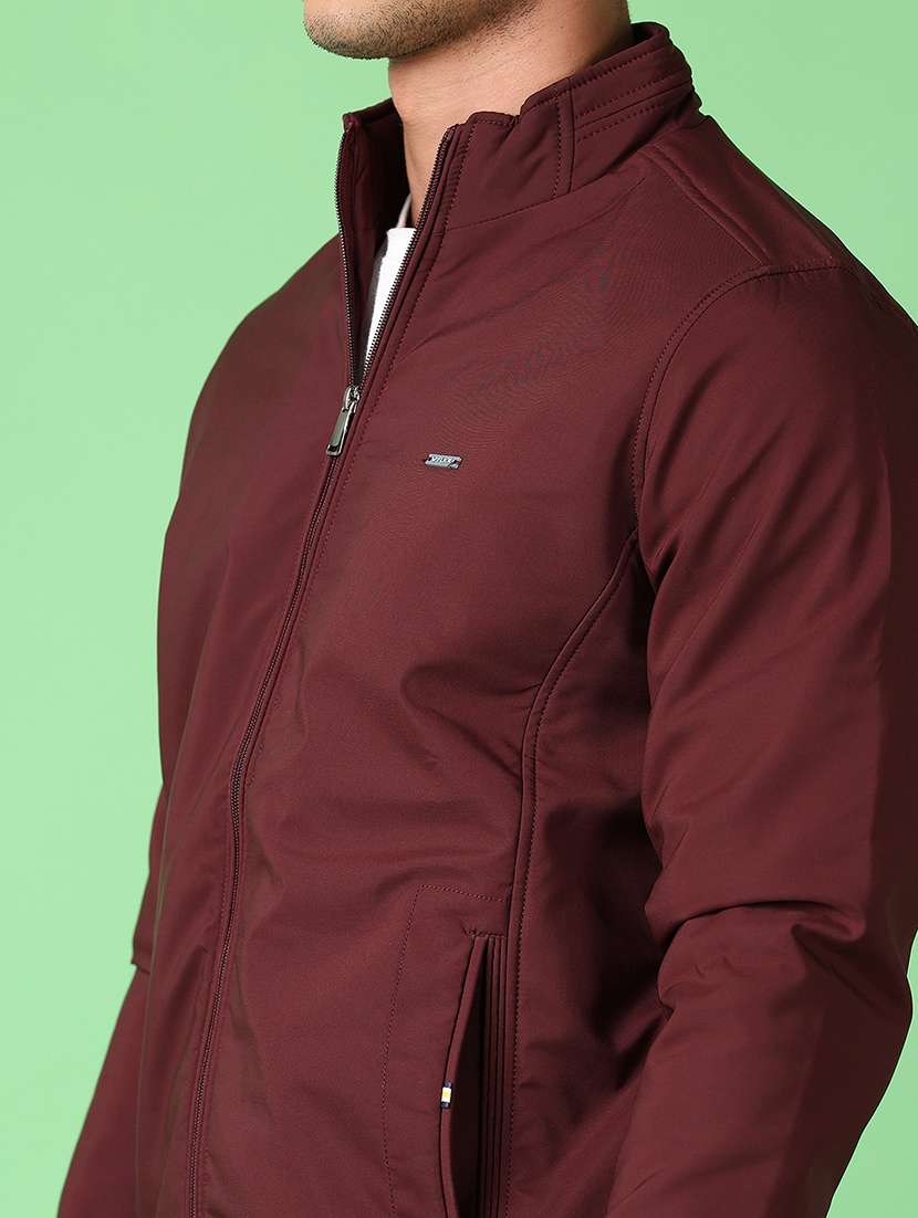 men maroon solid long sleeve casual jacket - 21553321 -  Standard Image - 5