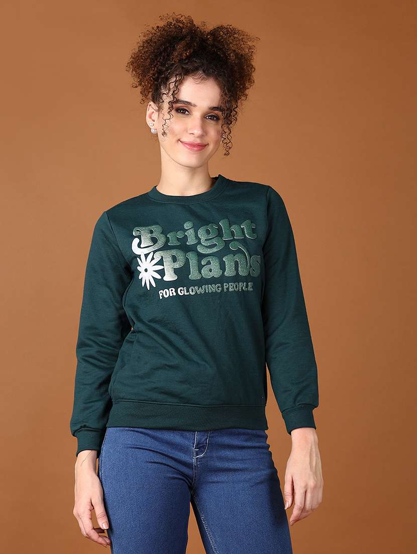 women chest print long sleeves sweatshirt