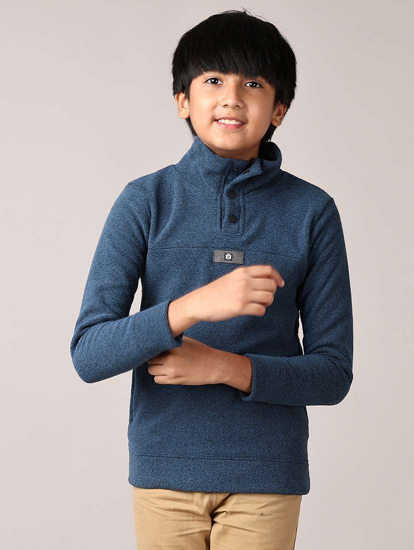 boys solid long sleeve pullover sweatshirt