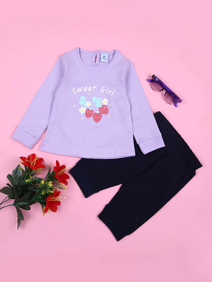 girls printed casual wear full length set