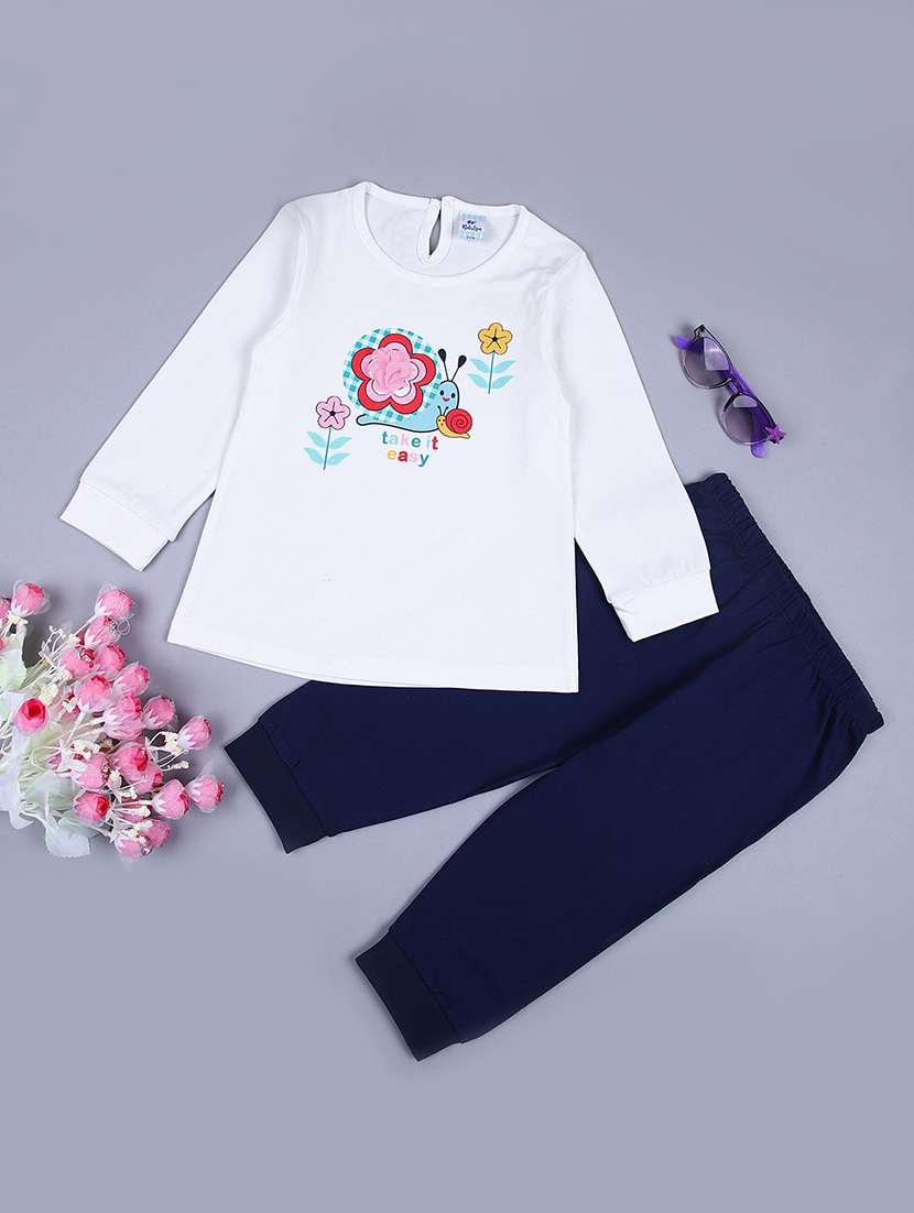 girls printed pullover and jogger set