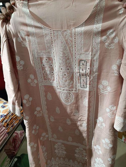 dusty pink rayon kurta - 21553627 -  Standard Image - 0