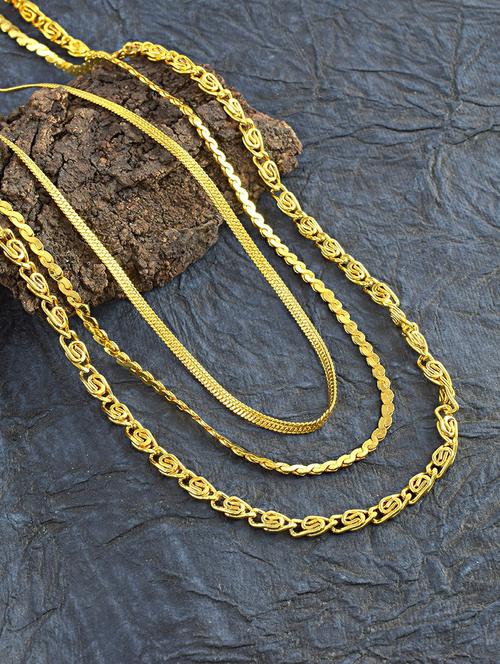 pack of 3 gold brass chain necklace - 21553709 - Standard Image - 0