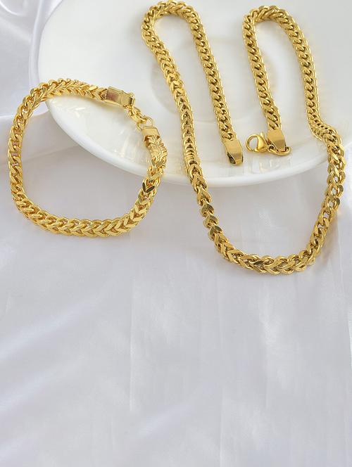 pack of 2 gold brass chain necklace & bracelet combo - 21553711 -  Standard Image - 0