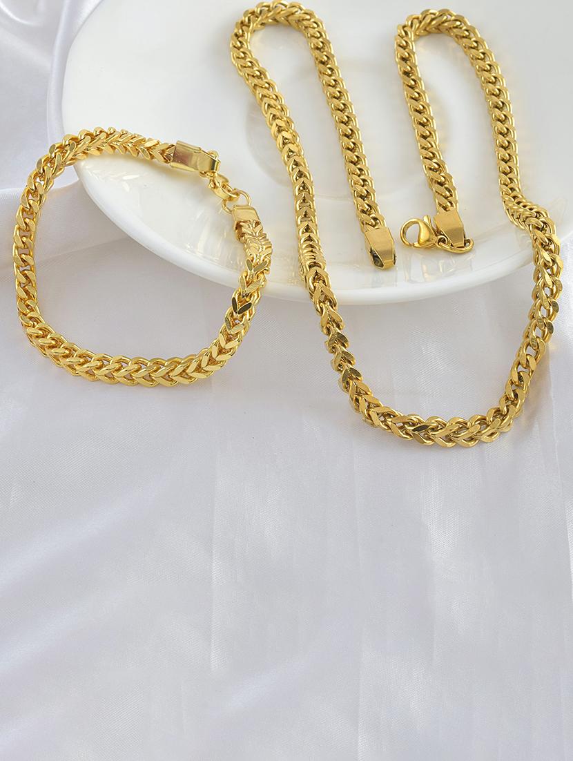 pack of 2 gold brass chain necklace & bracelet combo - 21553711 -  Zoom Image - 0