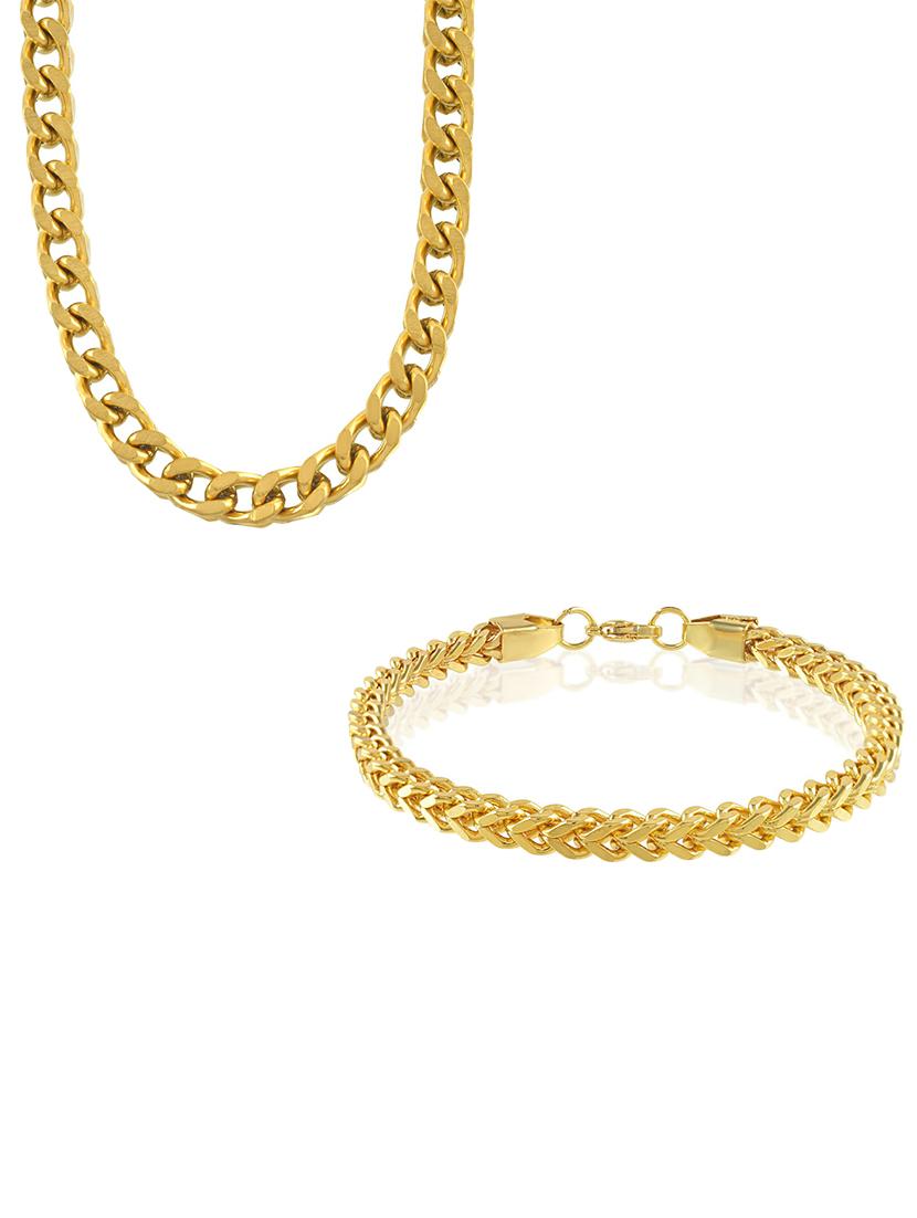 pack of 2 gold brass chain necklace & bracelet combo - 21553711 - Standard Image - 3