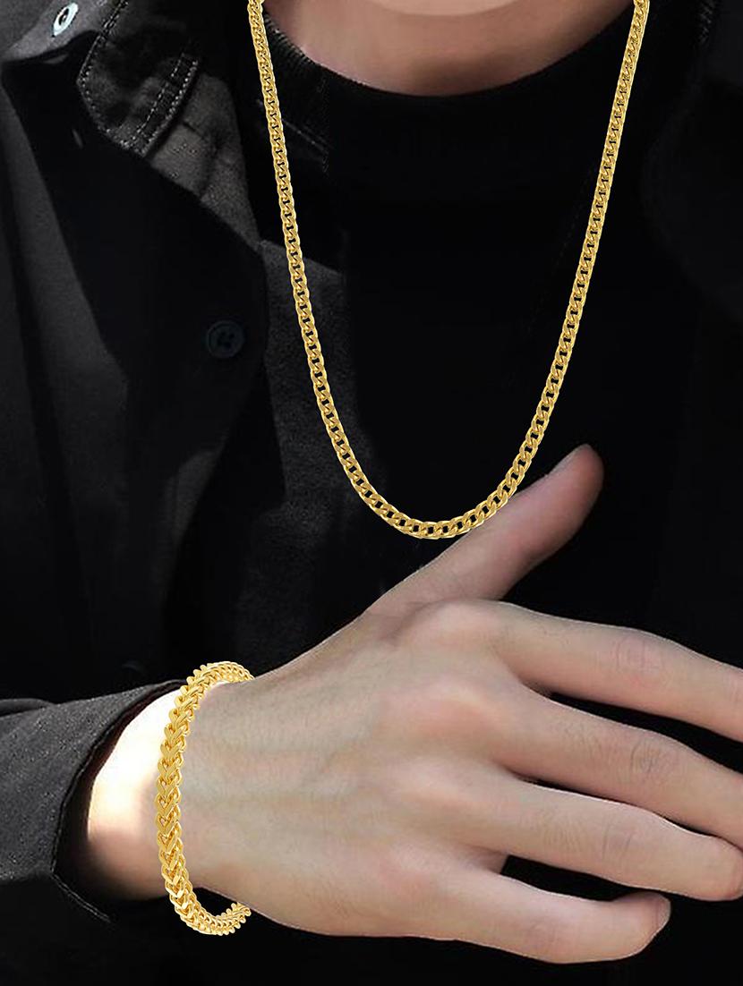 pack of 2 gold brass chain necklace & bracelet combo - 21553711 - Standard Image - 5
