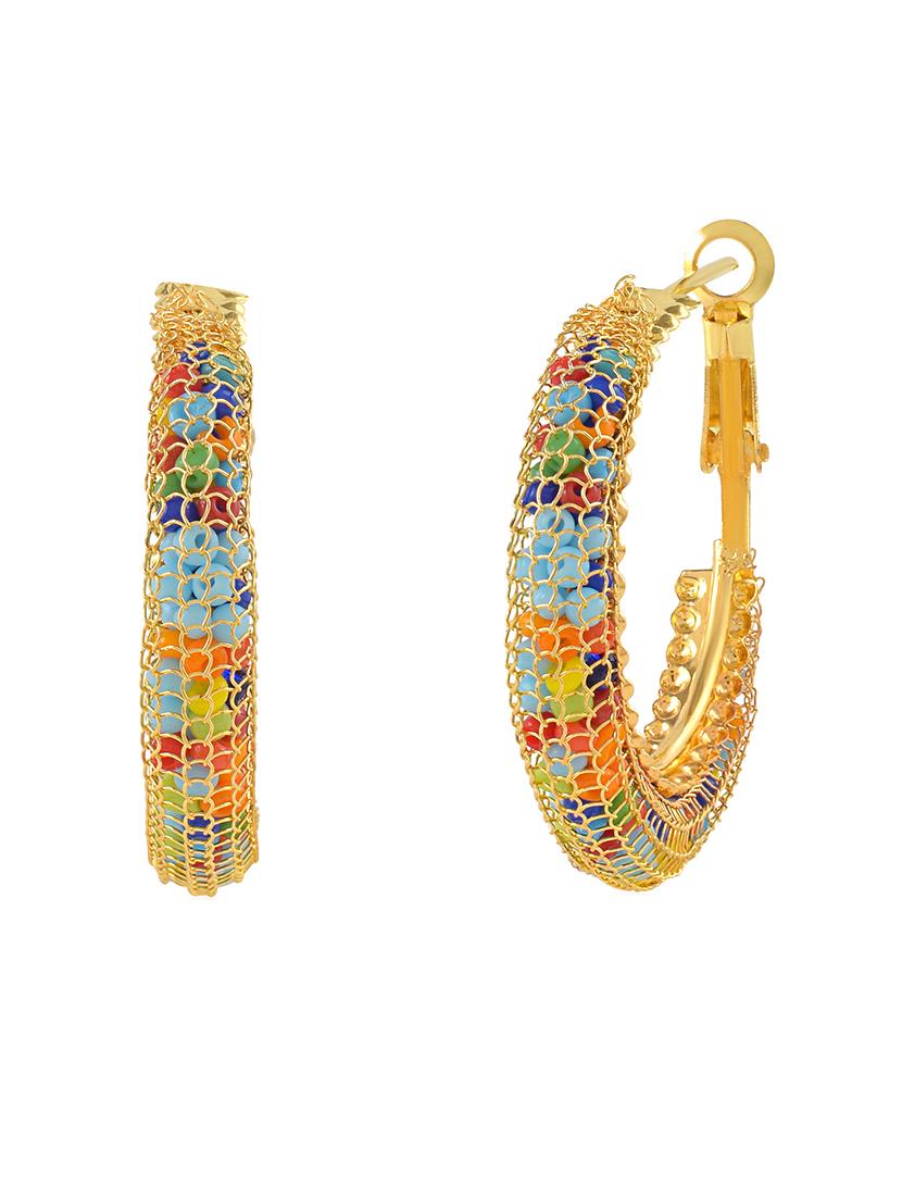 women multi coloured brass hoop earrings - 21553784 - Standard Image - 3