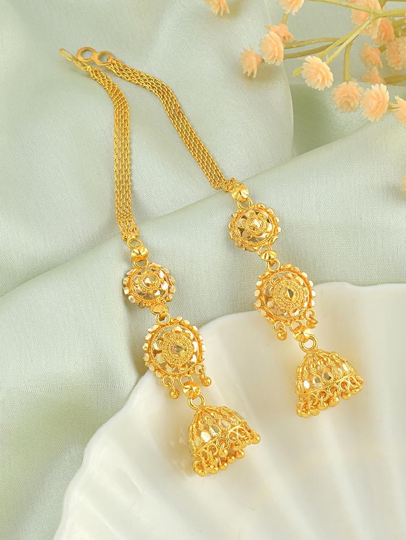 gold brass jhumka earring - 21553788 -  Zoom Image - 0