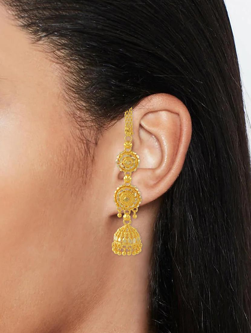 gold brass jhumka earring - 21553788 - Standard Image - 5