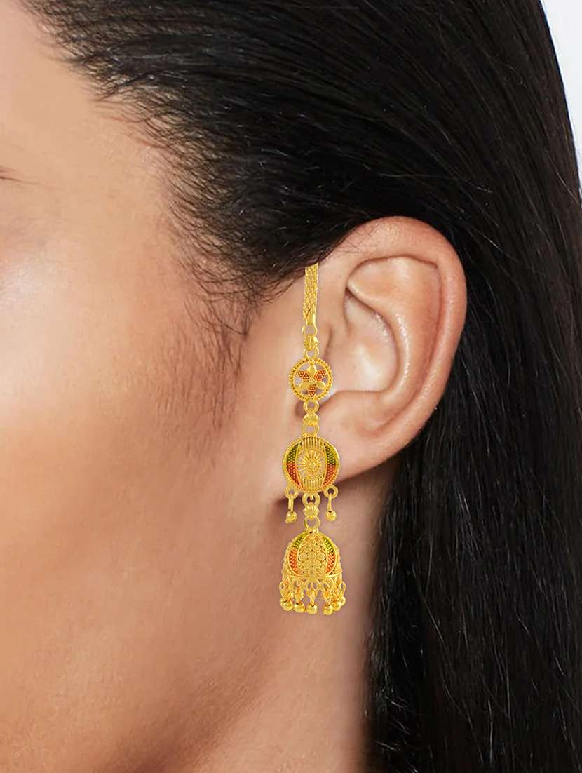 women gold brass jhumka earrings - 21553789 -  Standard Image - 5