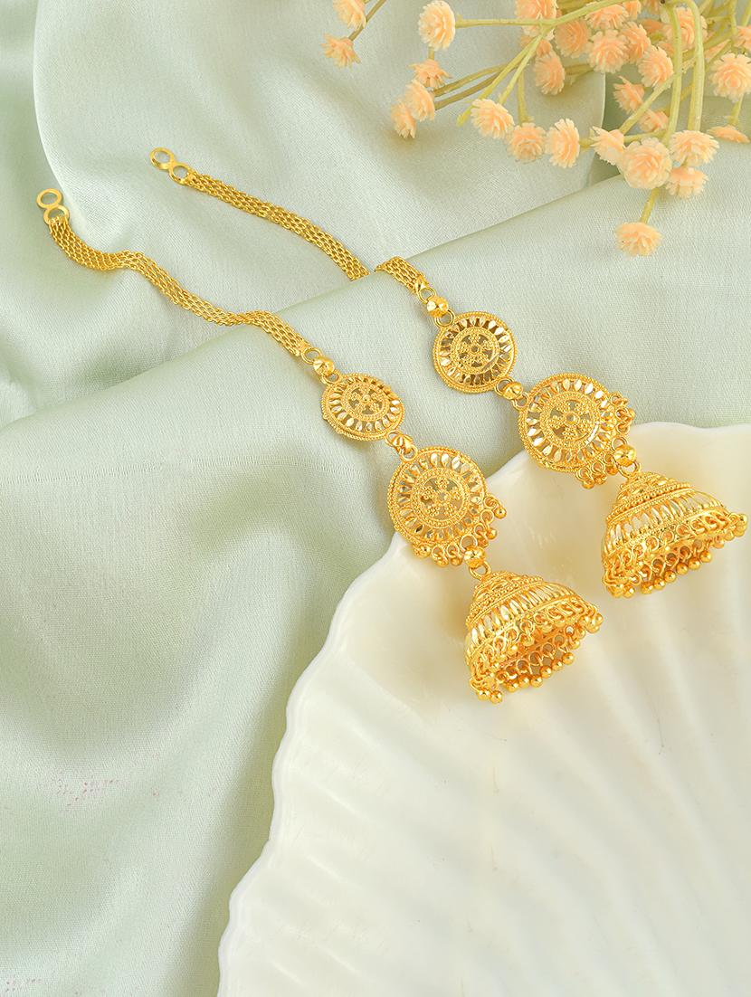 women gold brass jhumka earrings - 21553790 - Zoom Image - 0
