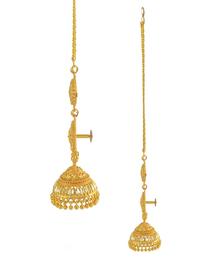 women gold brass jhumka earrings - 21553790 - Standard Image - 3