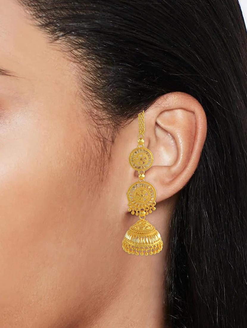 women gold brass jhumka earrings - 21553790 - Standard Image - 5