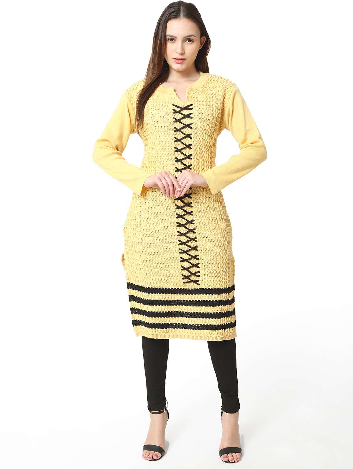 women self design long sleeves kurta - 21553826 -  Zoom Image - 0