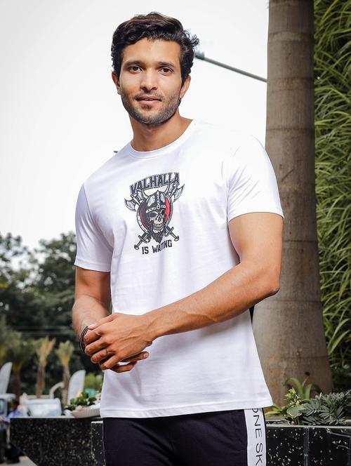 men chest print round neck t-shirt - 21553857 -  Standard Image - 0