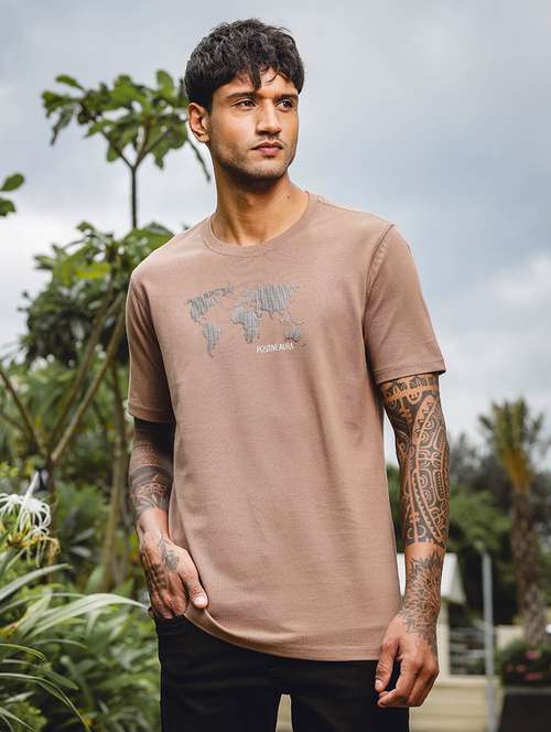 men chest print round neck t-shirt - 21553859 -  Standard Image - 0