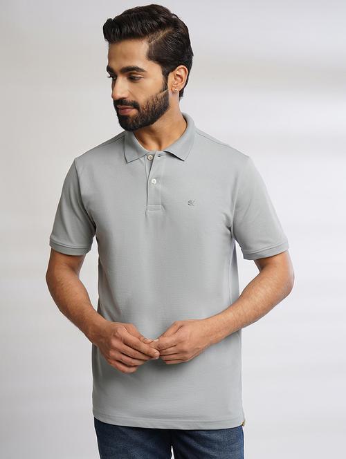 men solid polo neck short sleeve t-shirt - 21553872 - Standard Image - 0