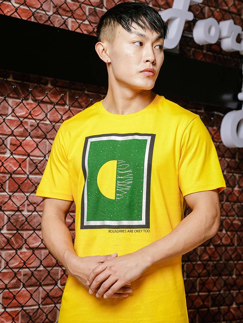 men front print round neck t-shirt - 21553877 - Standard Image - 3