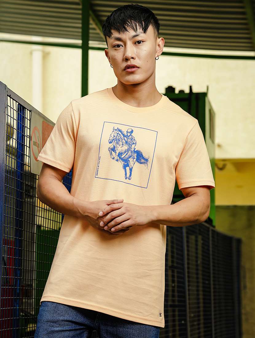 men front print round neck t-shirt - 21553879 -  Zoom Image - 0