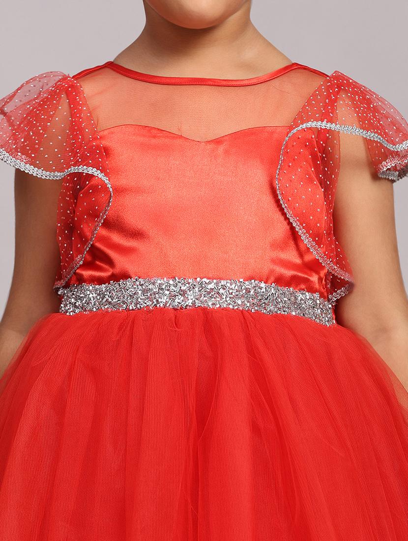 girls red self-designed frock - 21553898 - Standard Image - 3