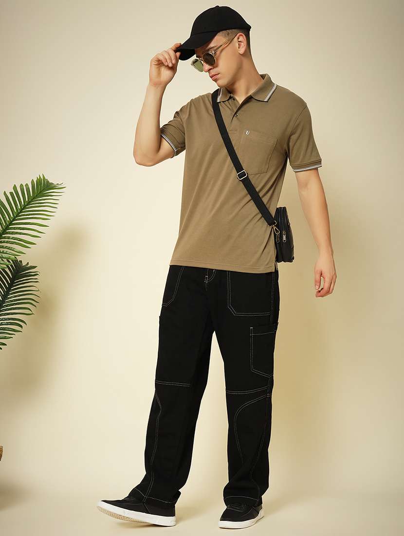 men solid short sleeve polo neck t-shirt - 21553913 - Standard Image - 3