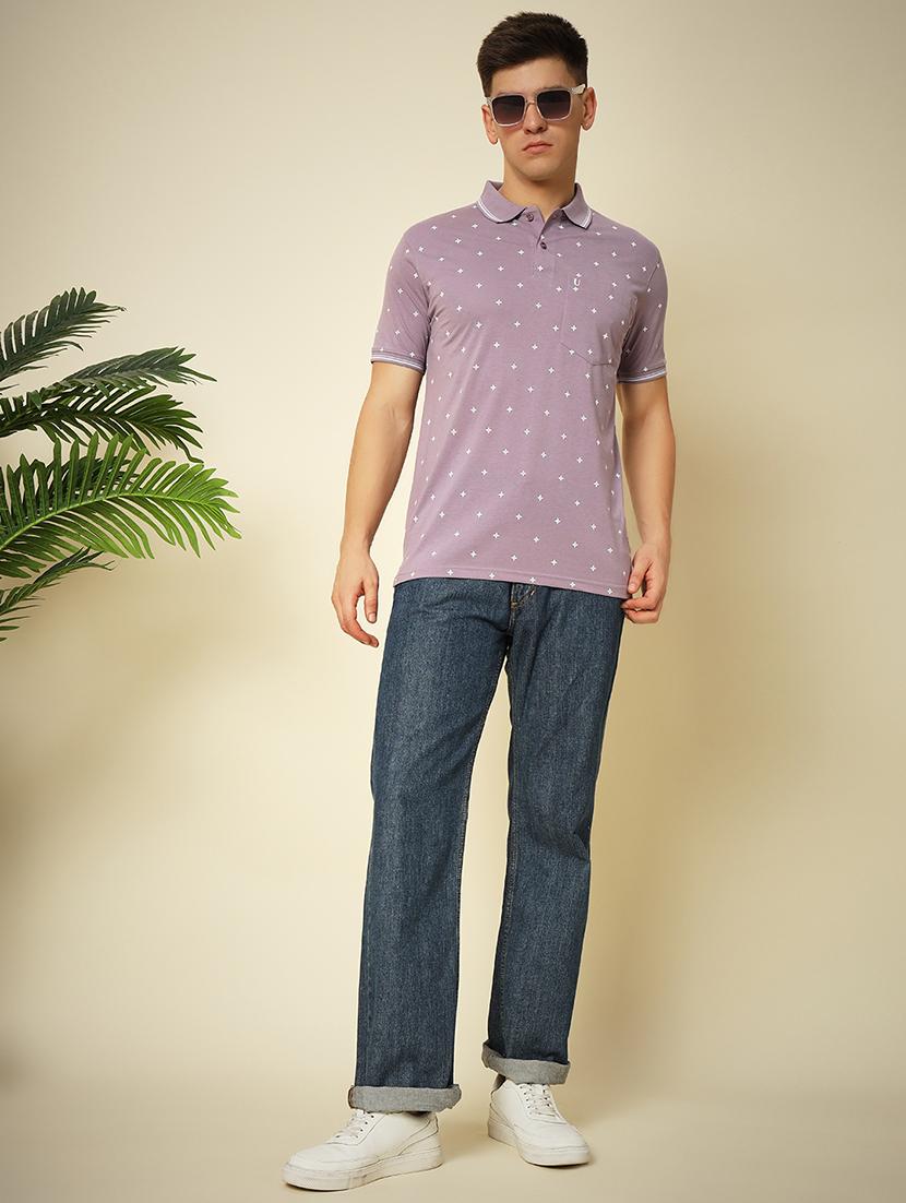 men printed short sleeve polo neck t-shirt - 21553915 - Standard Image - 3