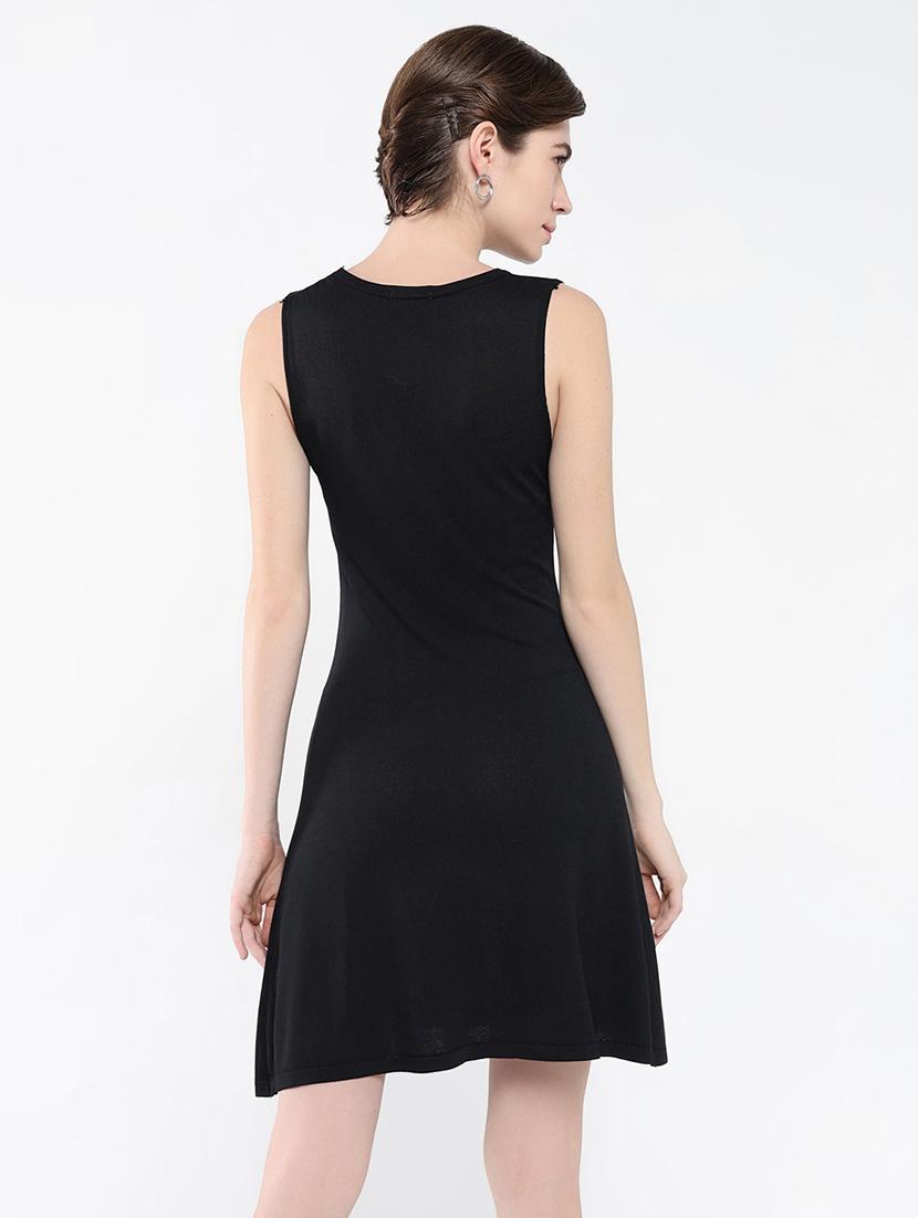 women solid sleeveless a-line dress - 21553929 - Standard Image - 3
