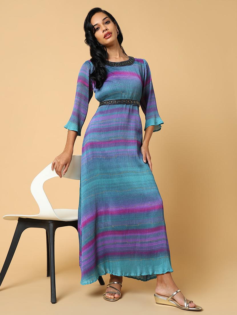 women embroidered round neck a-line dress - 21553932 - Standard Image - 5