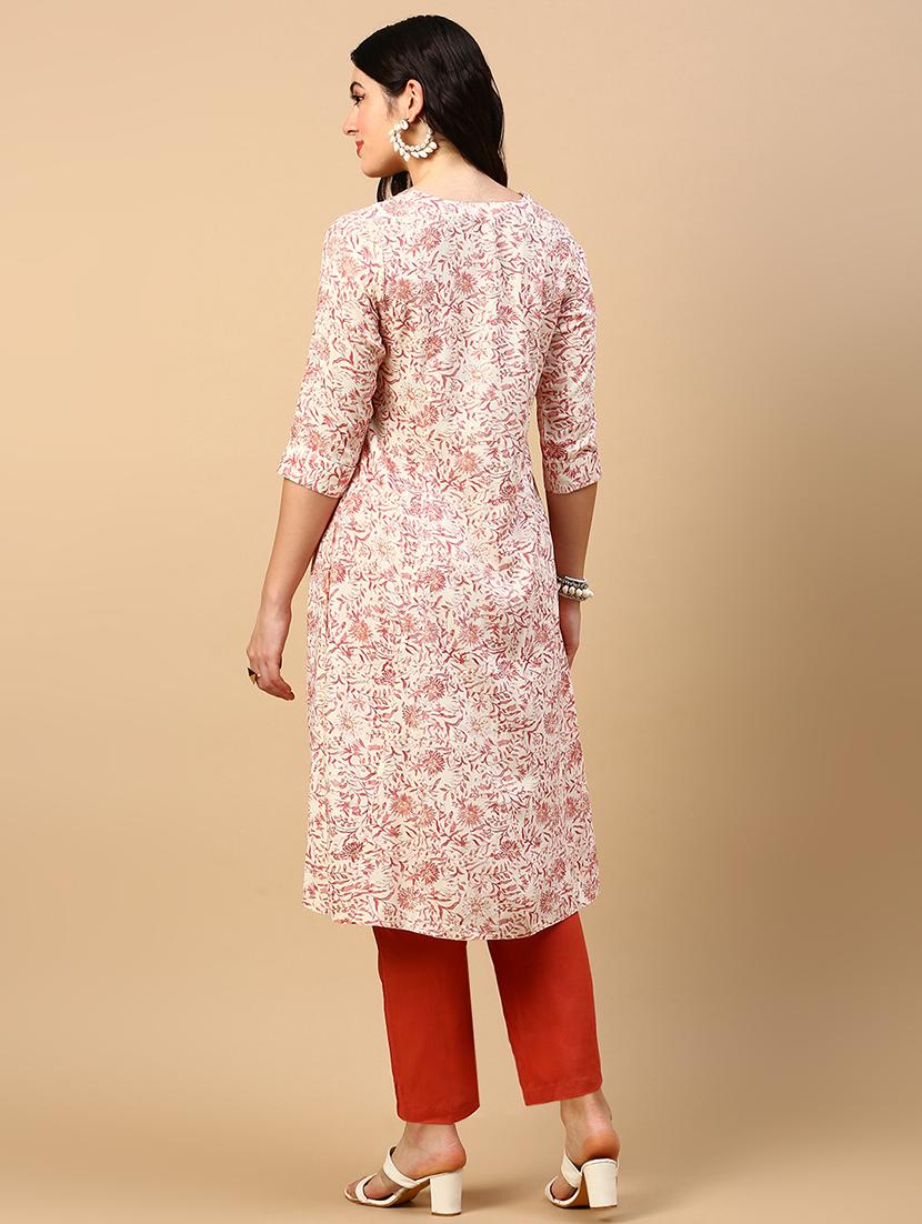 women printed round neck a-line kurta - 21553939 - Standard Image - 3