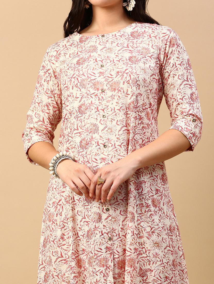 women printed round neck a-line kurta - 21553939 - Standard Image - 5