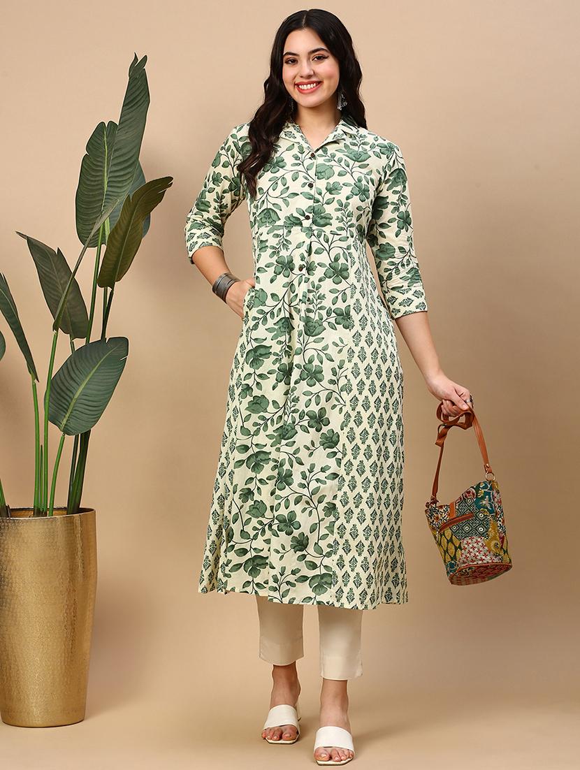 women floral printed collared a-line dress - 21553940 -  Zoom Image - 0