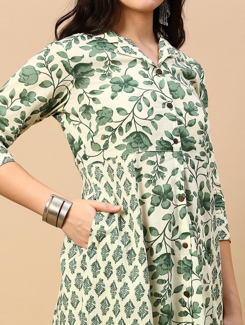 women floral printed collared a-line dress - 21553940 - Standard Image - 5