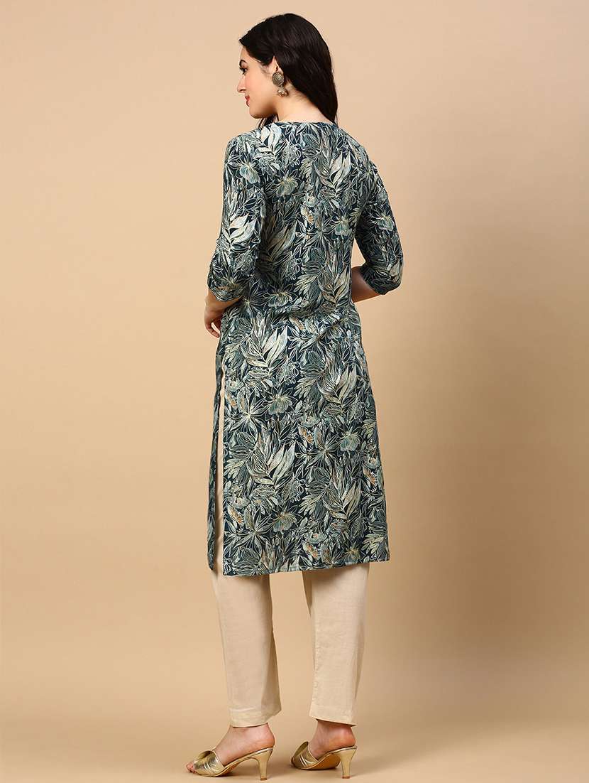 women printed round neck straight kurta - 21553947 -  Standard Image - 3