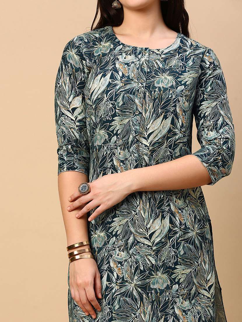 women printed round neck straight kurta - 21553947 -  Standard Image - 5