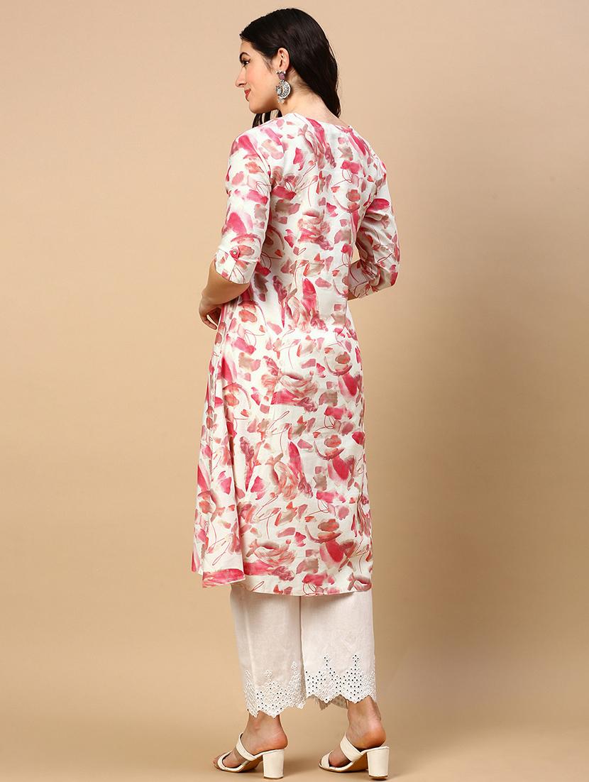 women printed round neck a-line kurta - 21553949 - Standard Image - 3