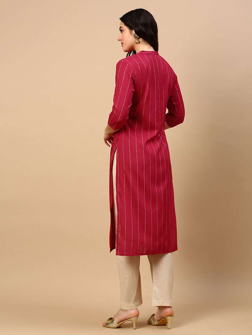 women striped printed straight kurta - 21553953 -  Standard Image - 3