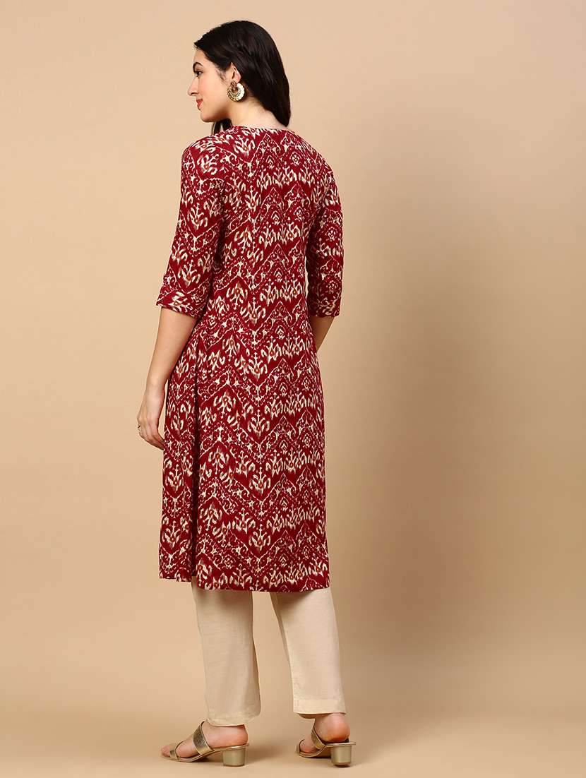 women printed round neck a-line kurta - 21553959 -  Standard Image - 3