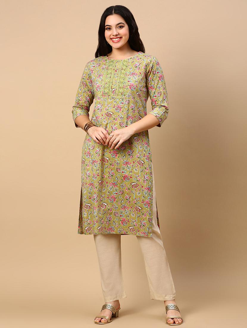 women printed embroidered detailed straight kurta - 21553961 - Zoom Image - 0
